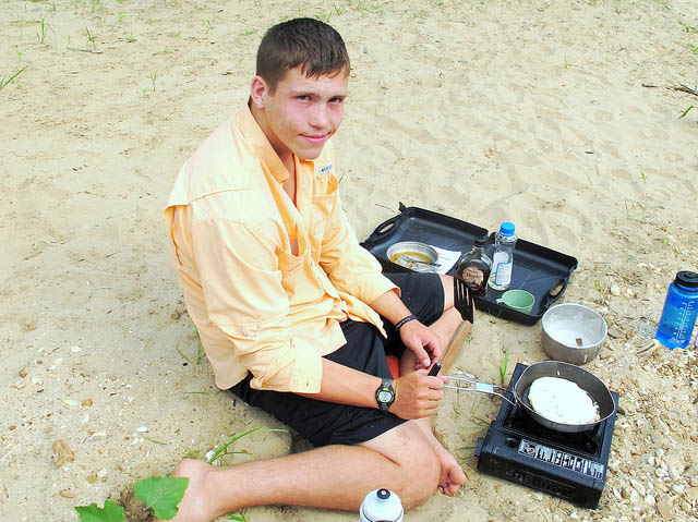 cooking pancakes while camping