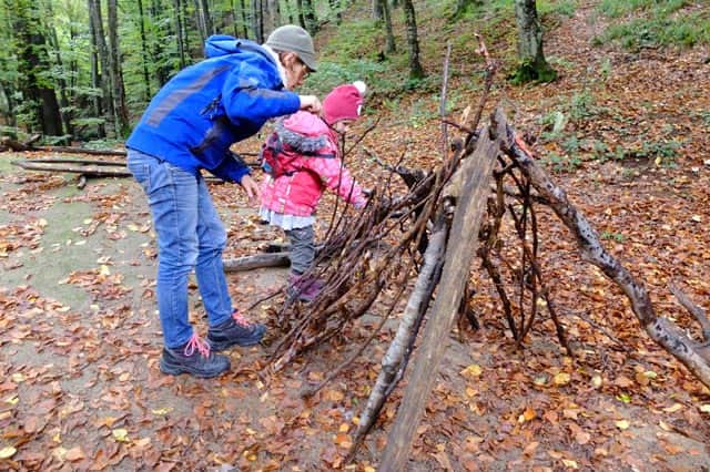 building a fort with kids camping