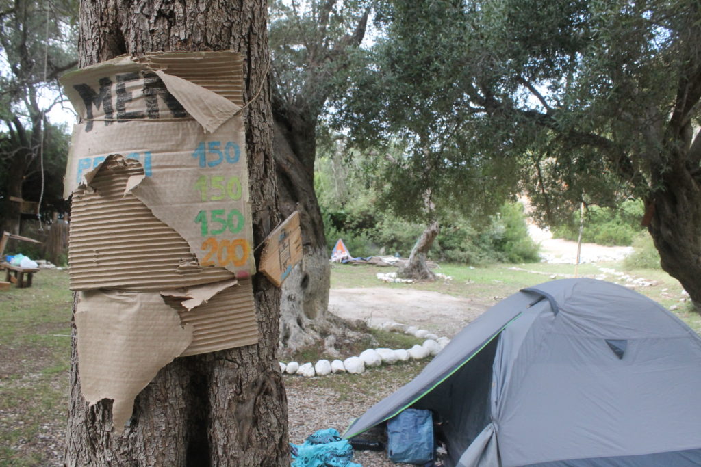 The campground at Gjipe, after the season had ended