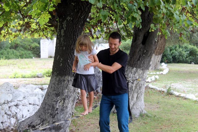 slackline camping activity for kids