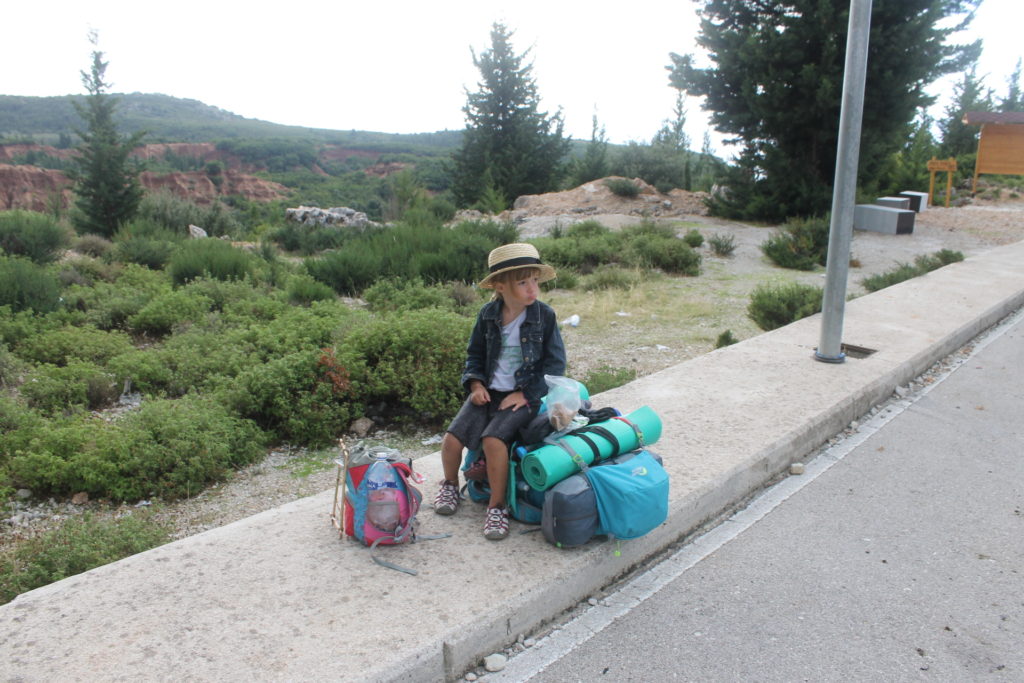 Isabel and I waiting to hitchhike a ride after leaving Gjipe beach. We got a ride in just 10 minutes. :)