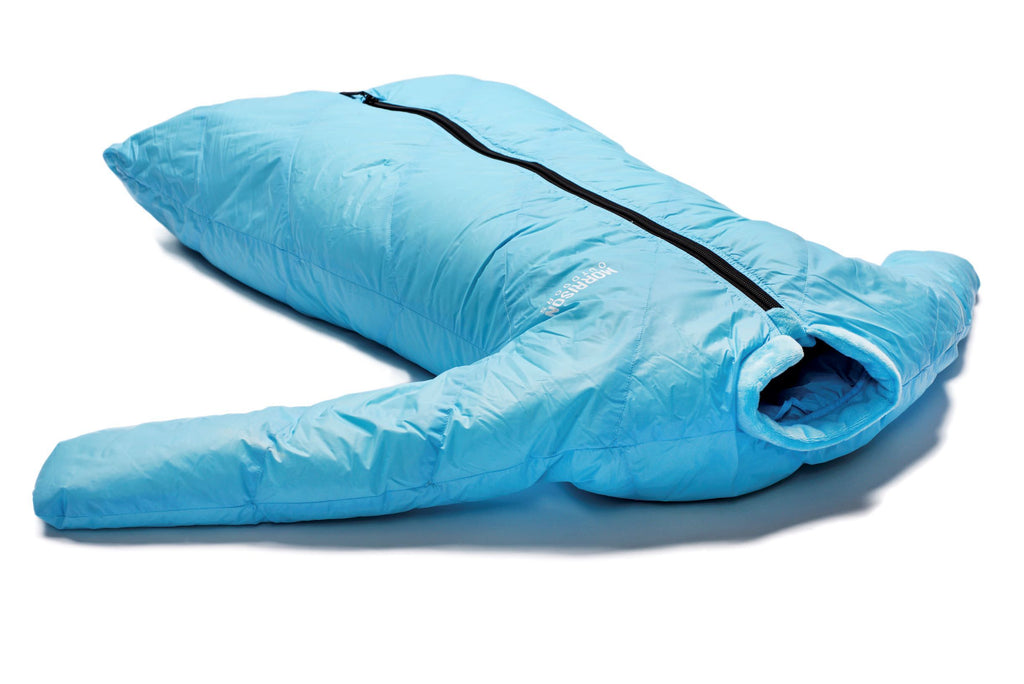 Little Mo 20° Down Baby Sleeping Bag Sky Blue Color Side View - Morrison Outdoors