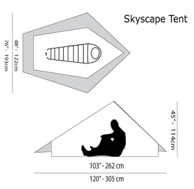 Six Moon Designs trekking pole tent layout