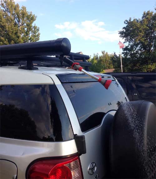 car roof rack camping shower DIY