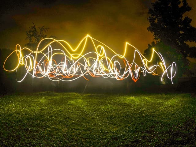 light painting photography while camping