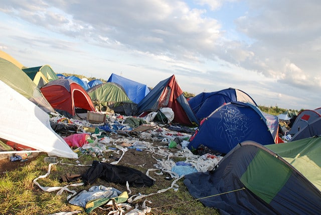 A Pop Up tent isn't a bad choice for festivals when you know that all the tents will look like this at the end of the week!