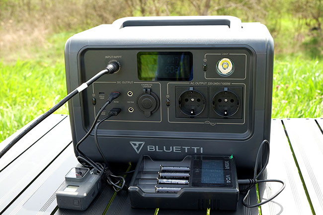 using a power station to charge camping gear