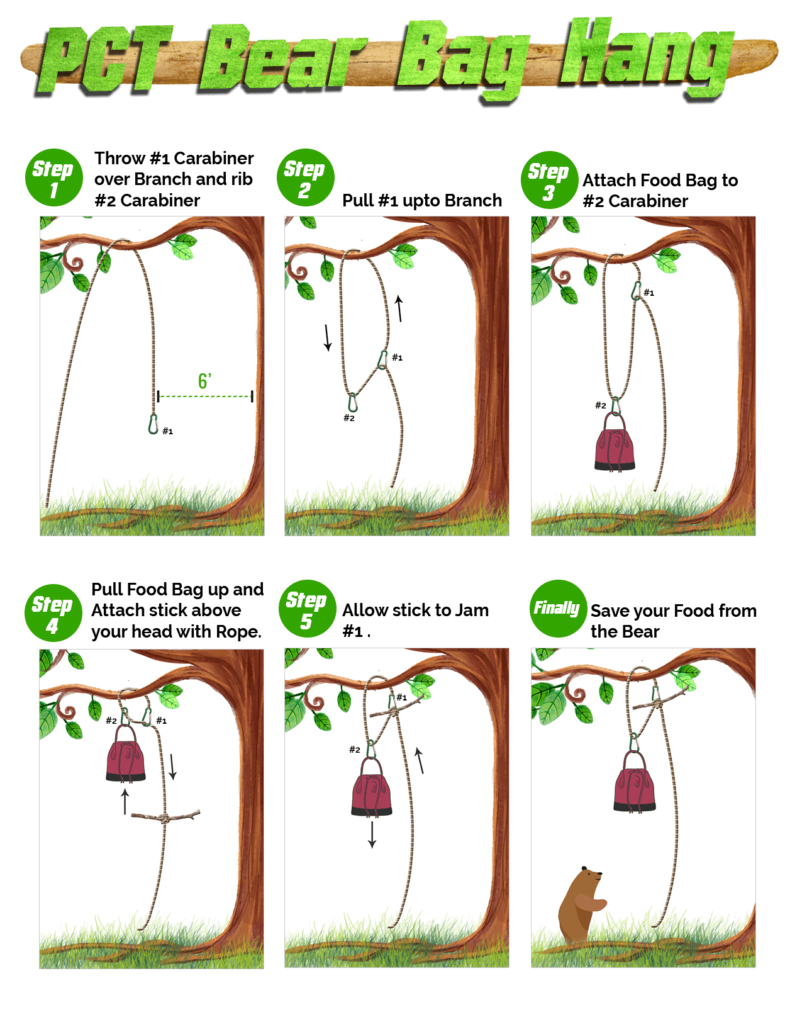 PCT bear hang method with steps