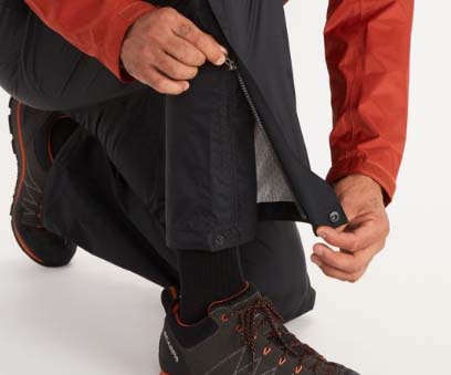 zipper leg openings on rain pants